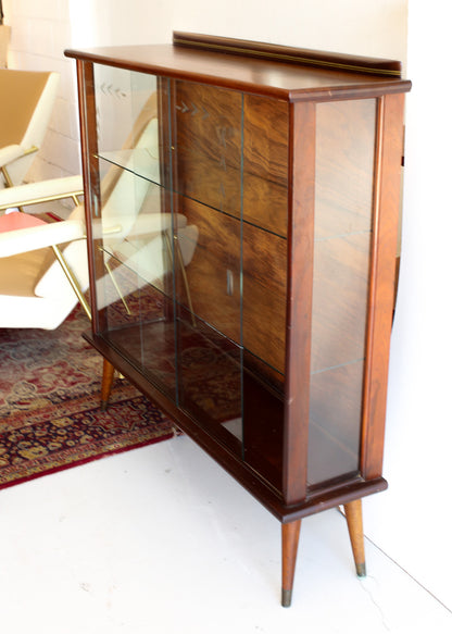 Solid Wood Mid-century Display Cabinet