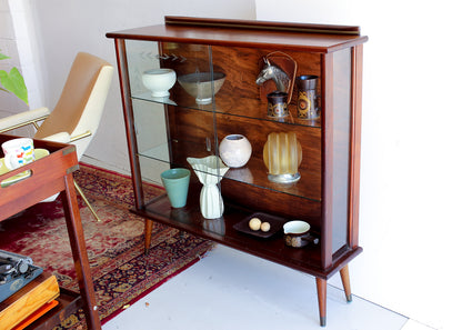 Solid Wood Mid-century Display Cabinet