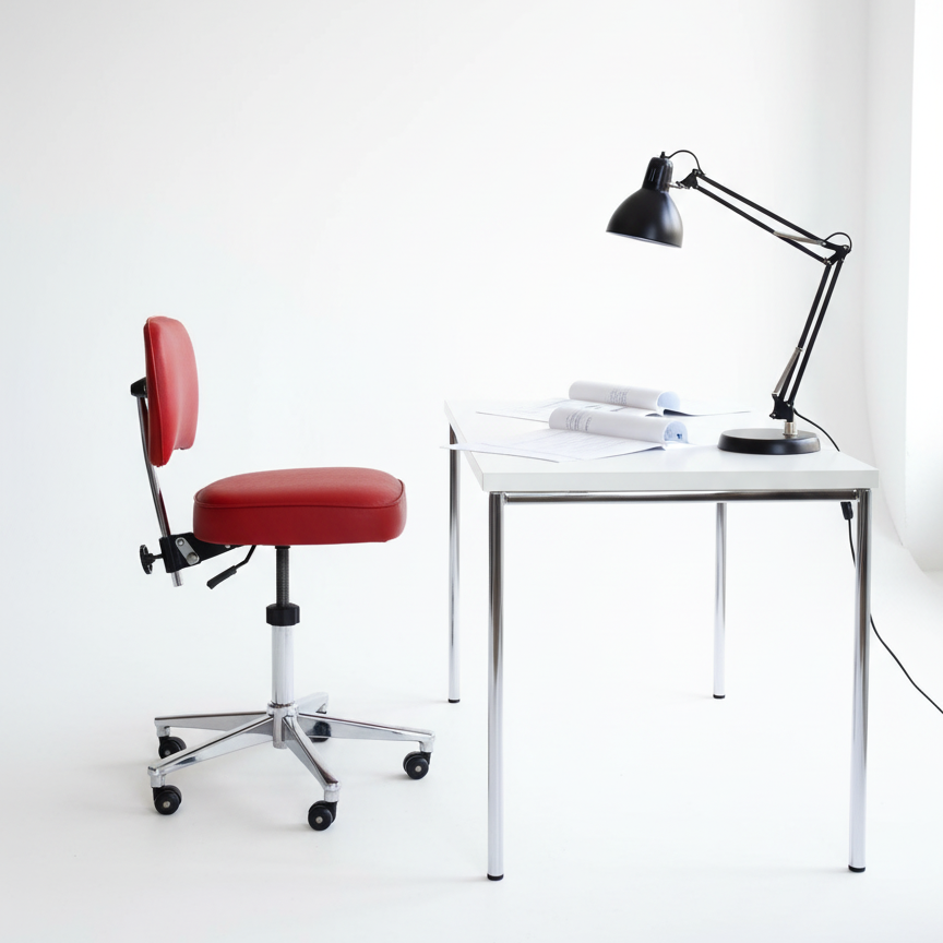 Bright Red Retro Typist's Chair