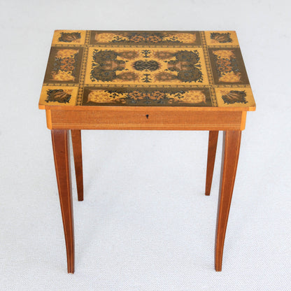 Italian Music Box Side Table with Inlaid Top, 1950s
