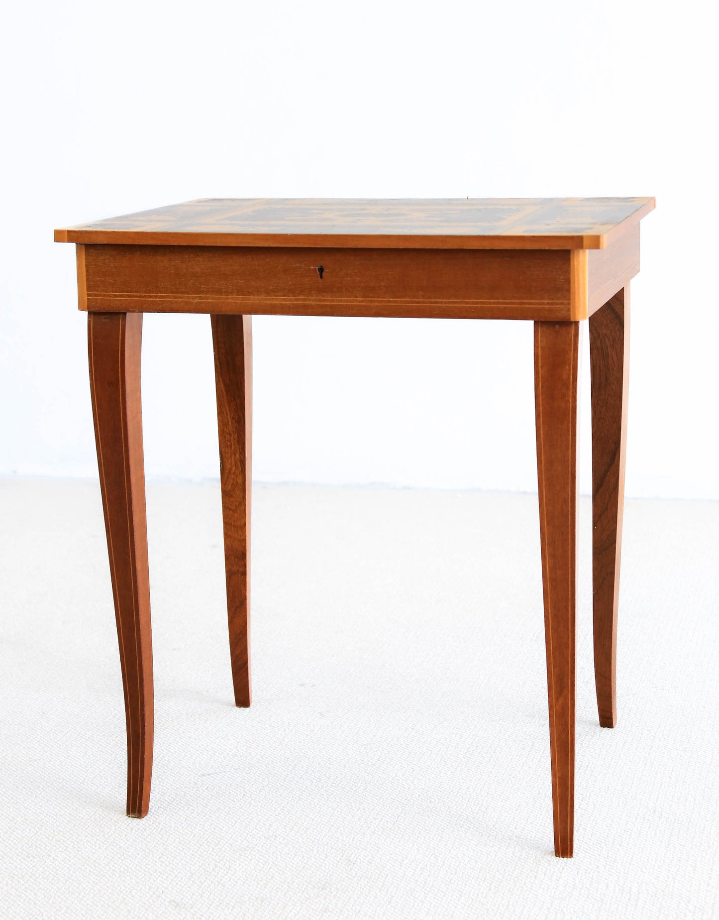 Italian Music Box Side Table with Inlaid Top, 1950s