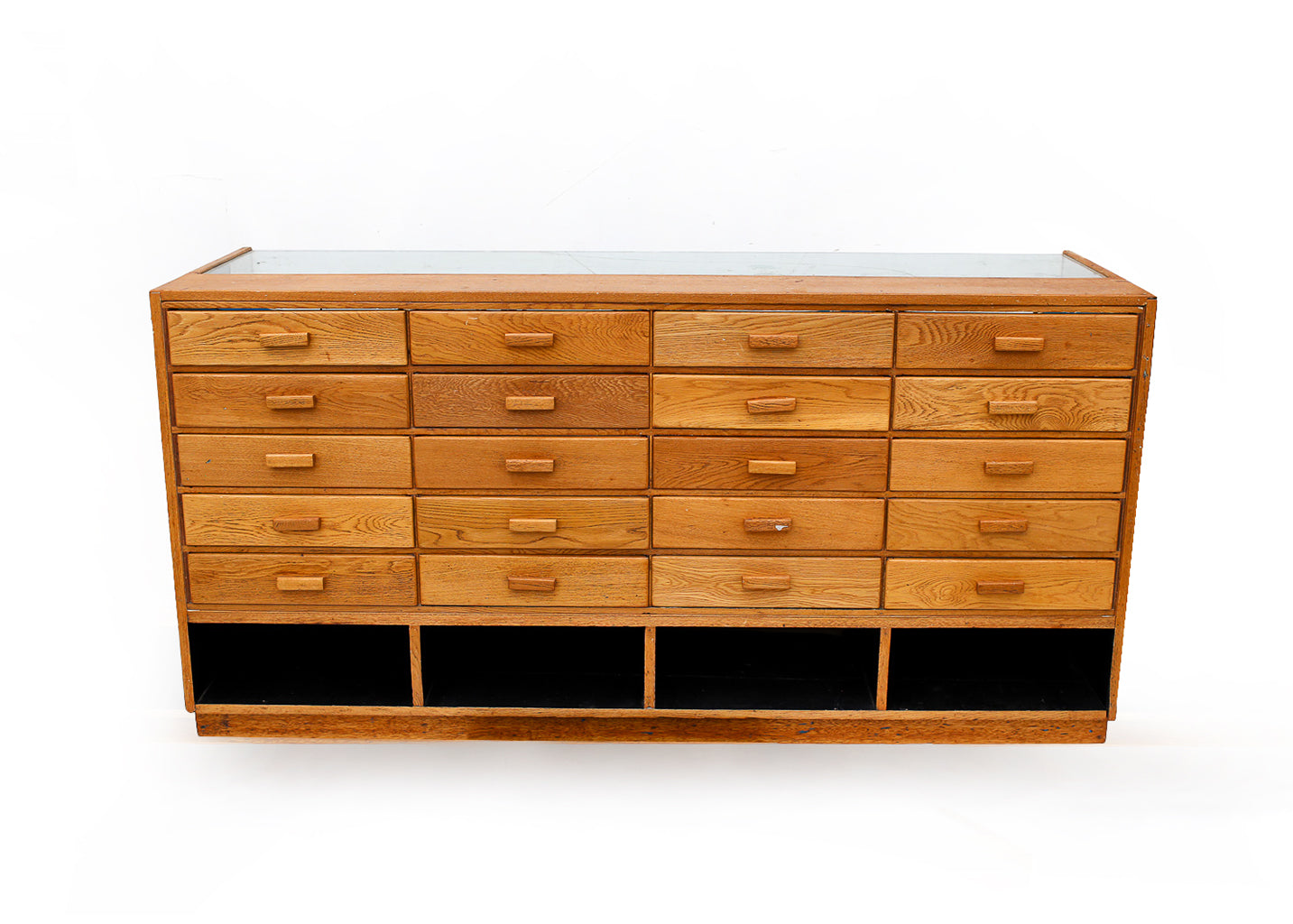 20 Drawer Oak and Glass Haberdashery Cabinet