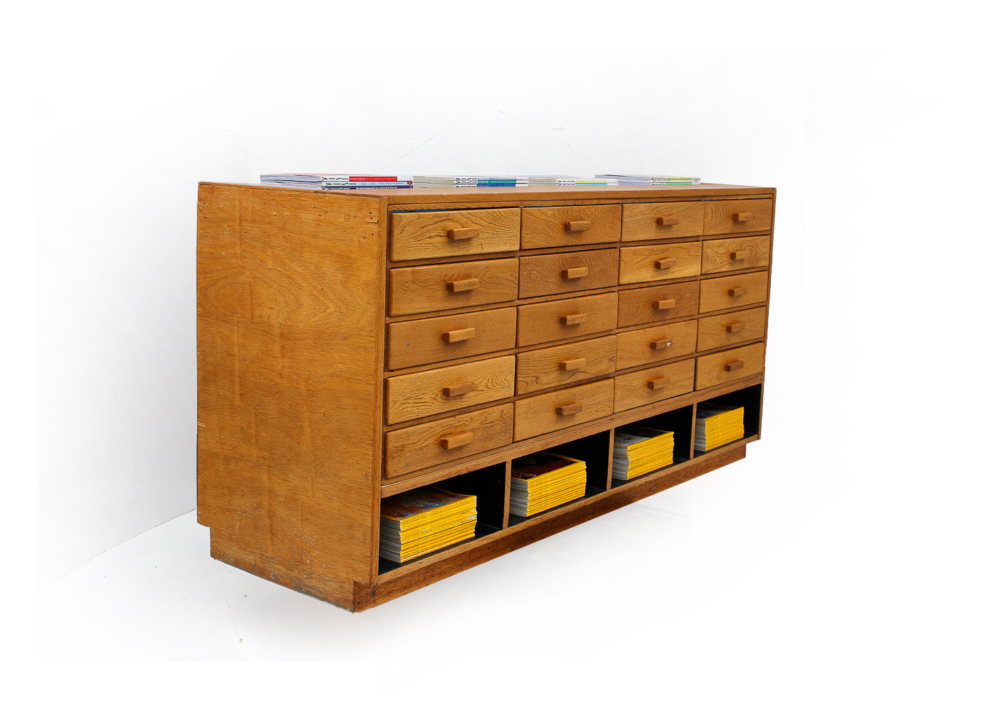 20 Drawer Oak and Glass Haberdashery Cabinet
