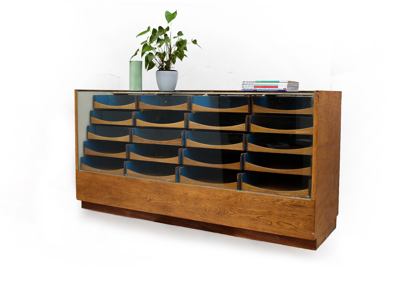 20 Drawer Oak and Glass Haberdashery Cabinet