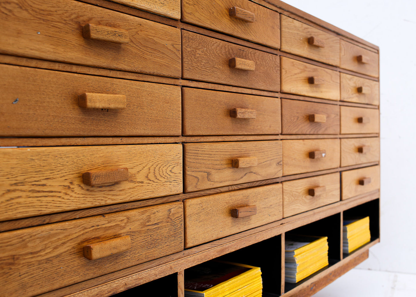 20 Drawer Oak and Glass Haberdashery Cabinet