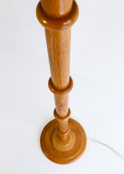 Tall Vintage Oak Floor Lamp