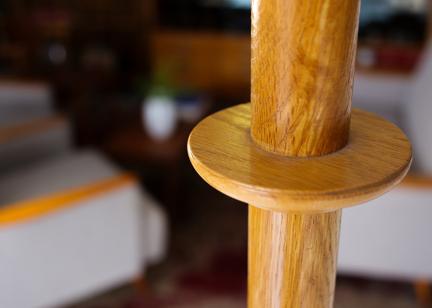 Tall Vintage Oak Floor Lamp