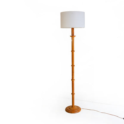 Tall Vintage Oak Floor Lamp