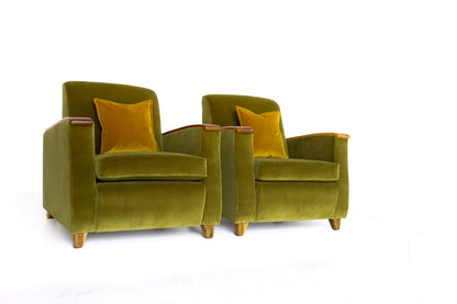 A Pair of Art Deco Style Velvet Armchairs