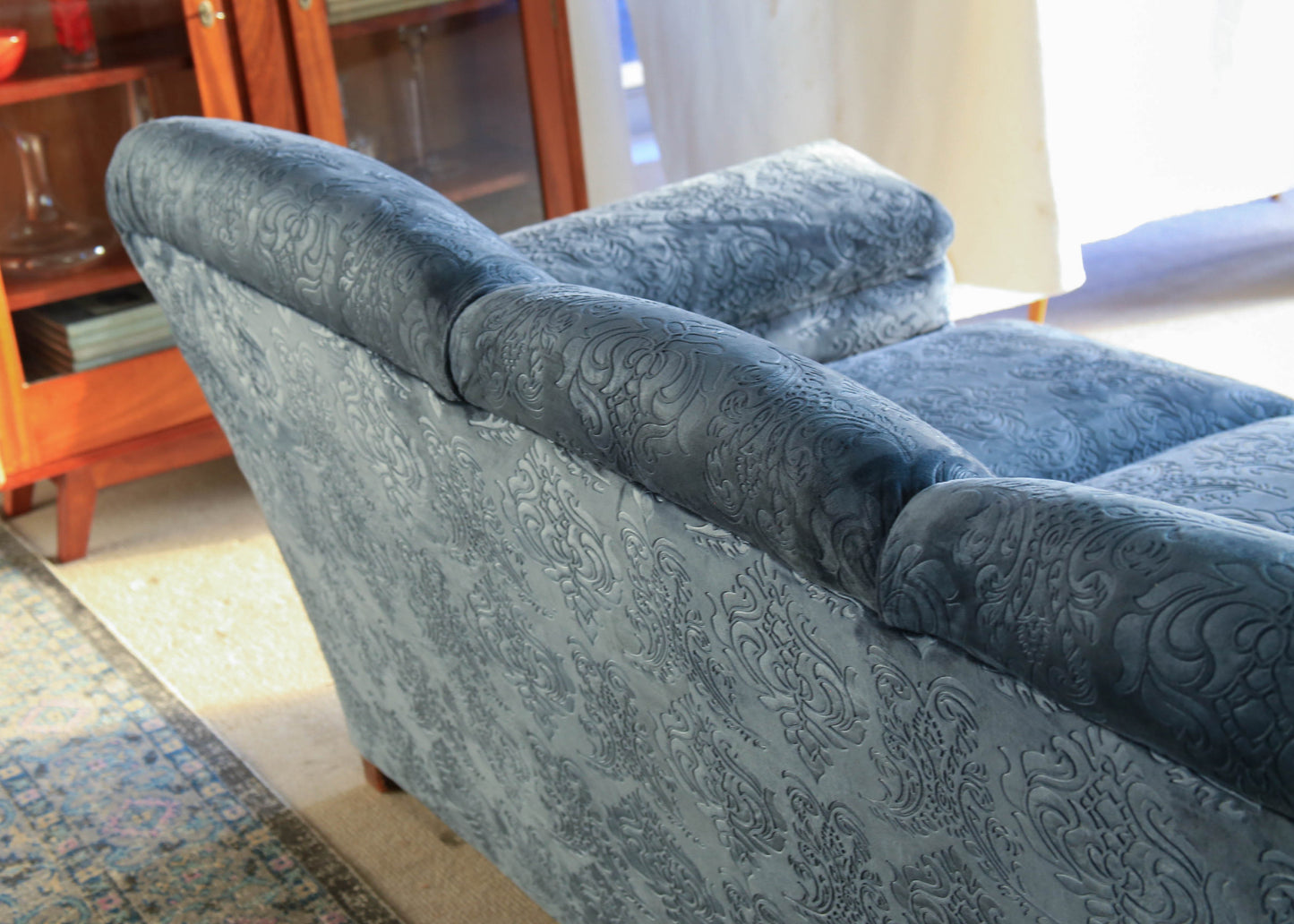 Large Art Deco Sofa in Textured Velvet