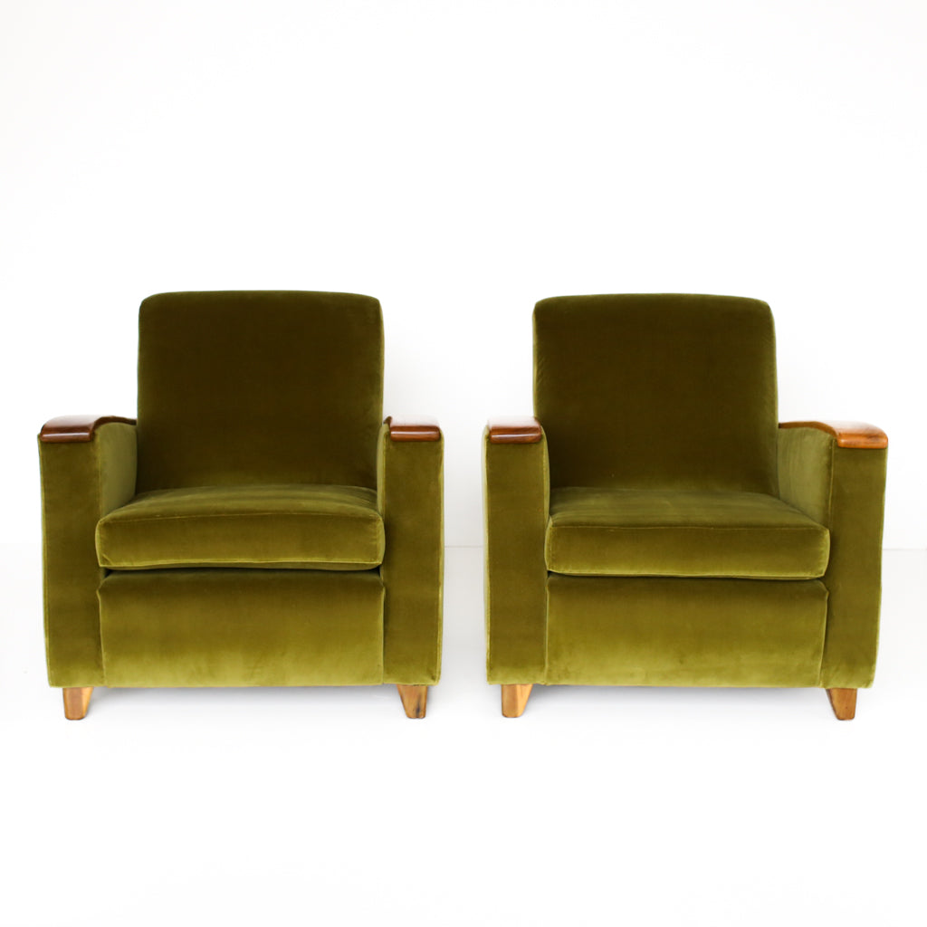 A Pair of Art Deco Style Velvet Armchairs