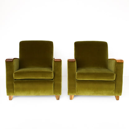 A Pair of Art Deco Style Velvet Armchairs