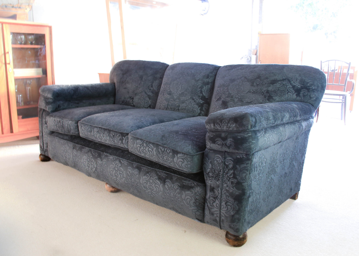 Large Art Deco Sofa in Textured Velvet