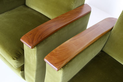 A Pair of Art Deco Style Velvet Armchairs