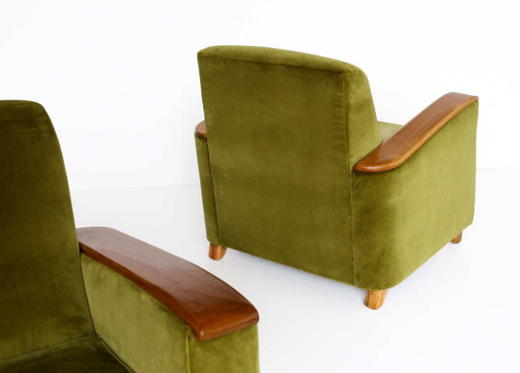 A Pair of Art Deco Style Velvet Armchairs