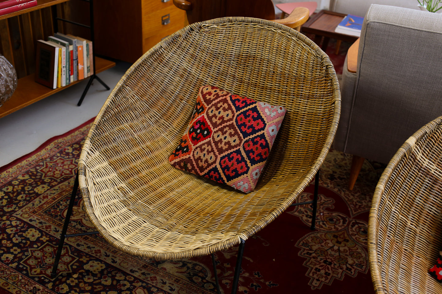 Mid-century Cane and Steel Bucket Chairs - priced per chair