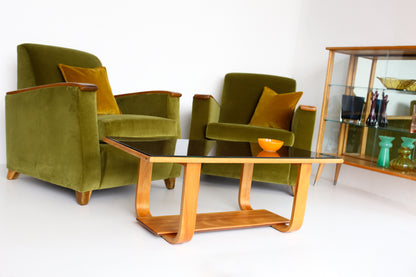 A Pair of Art Deco Style Velvet Armchairs