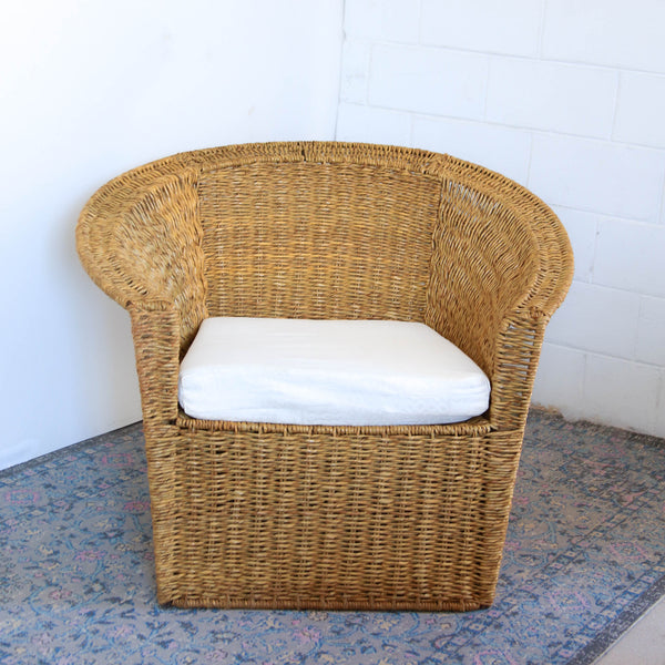 A Pair of Vintage Woven Rattan Rafia Chairs