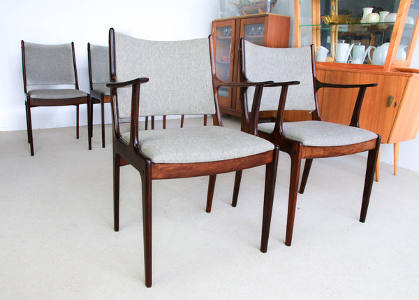 Set of Five Rosewood Dining Chairs by Johannes Andersen for Uldum Møbler (Denmark)