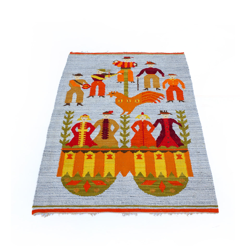 Vintage Polish Hand-woven Tapestry Rug