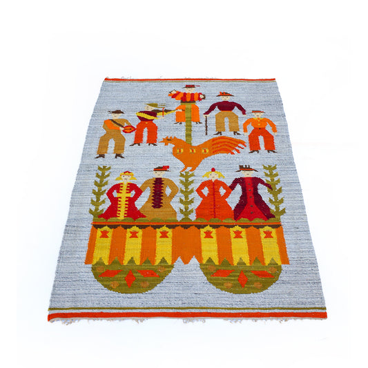 Vintage Polish Hand-woven Tapestry Rug