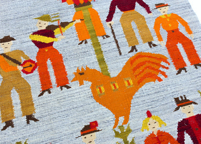 Vintage Polish Hand-woven Tapestry Rug