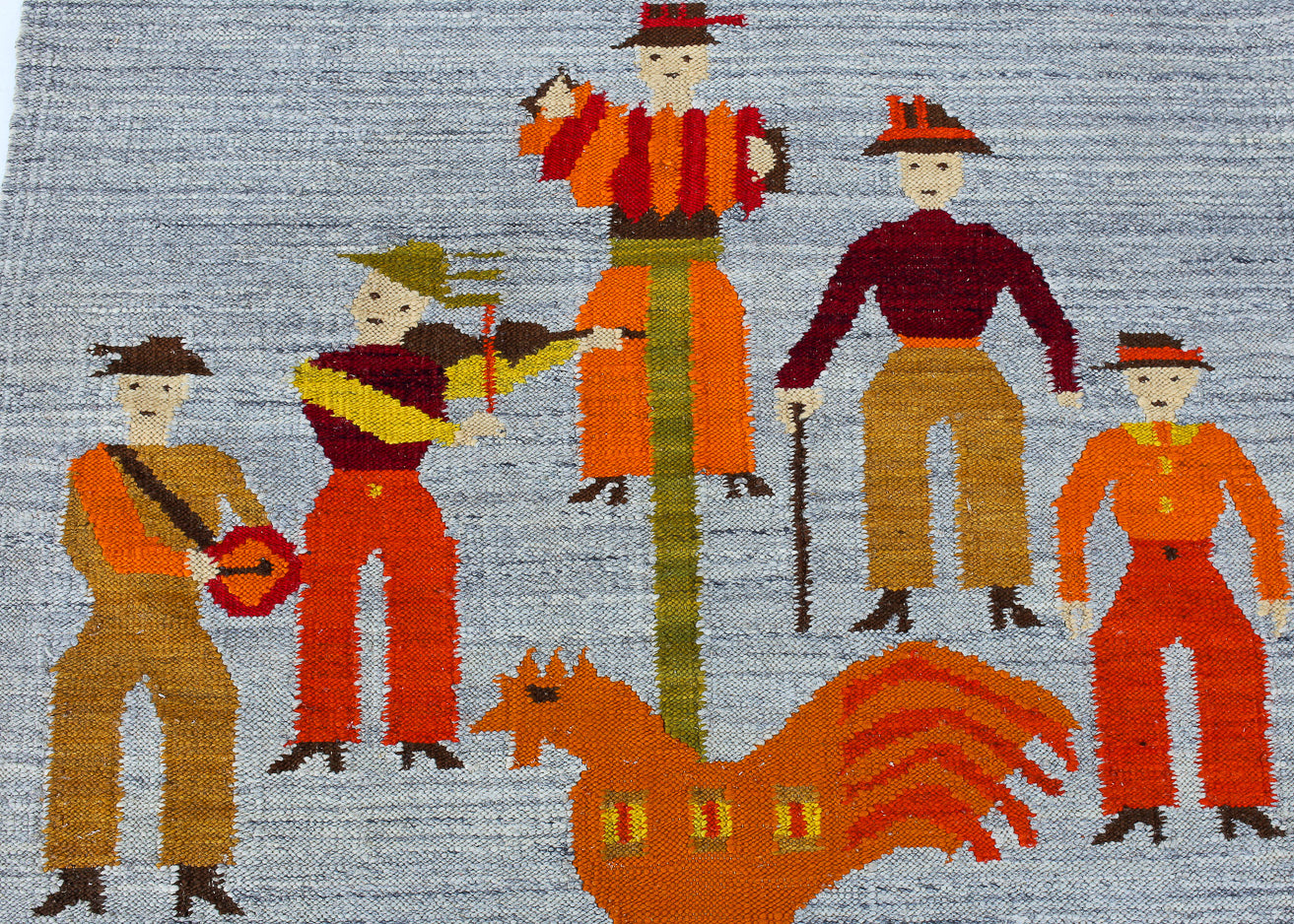Vintage Polish Hand-woven Tapestry Rug