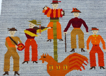 Vintage Polish Hand-woven Tapestry Rug
