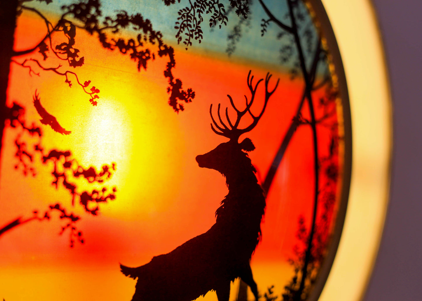 Round Art Deco Silhouette Stag Lamp