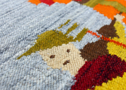 Vintage Polish Hand-woven Tapestry Rug