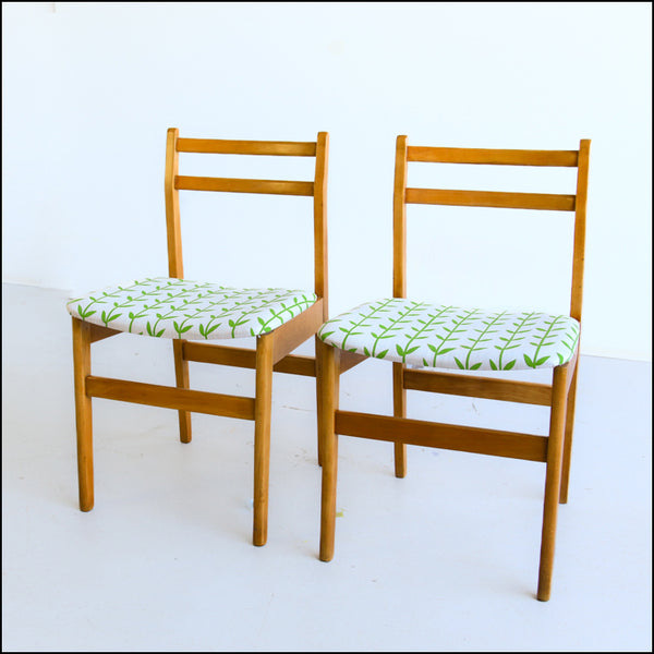 A Pair of Beech Wood Dining Chairs