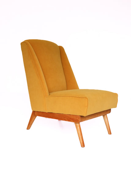 Velvet Mid-century Semi Wingback Chair