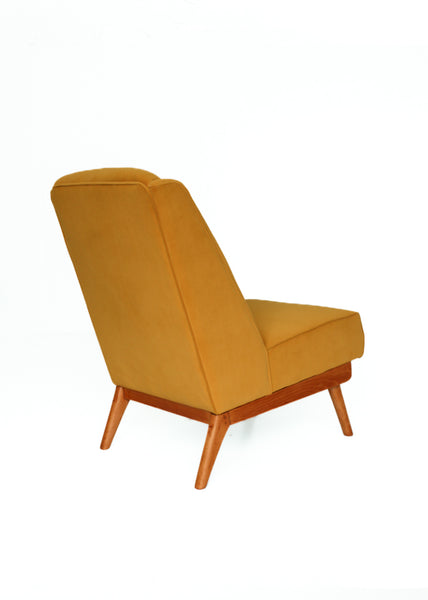 Velvet Mid-century Semi Wingback Chair