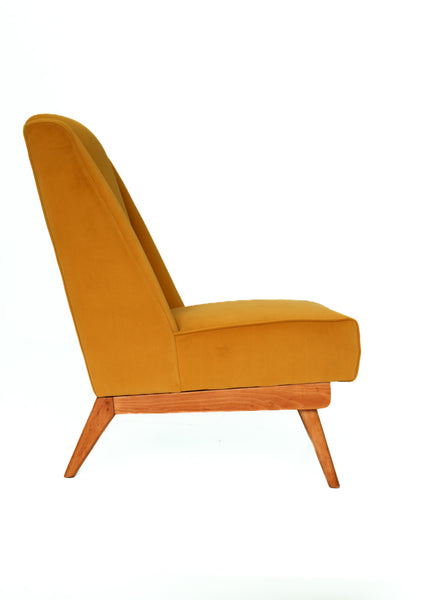Velvet Mid-century Semi Wingback Chair