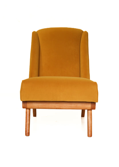Velvet Mid-century Semi Wingback Chair