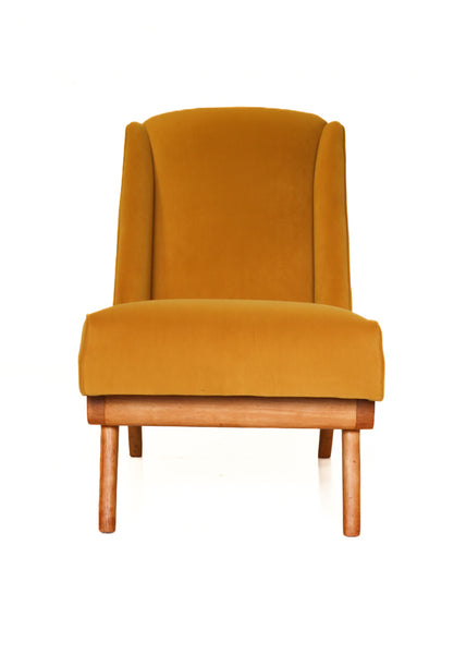 Velvet Mid-century Semi Wingback Chair
