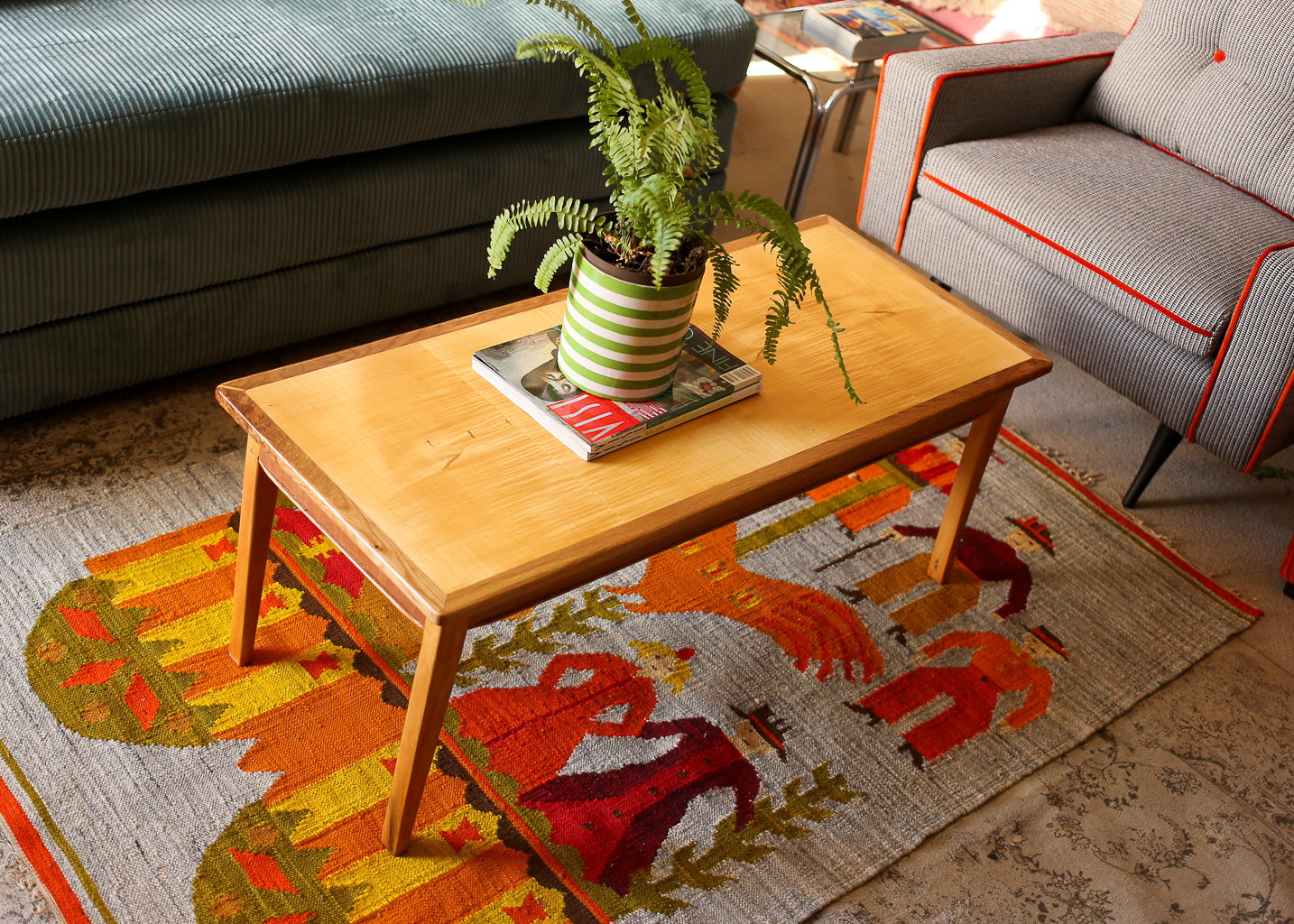 Vintage Polish Hand-woven Tapestry Rug