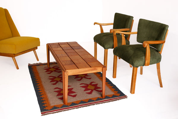 Velvet Mid-century Semi Wingback Chair