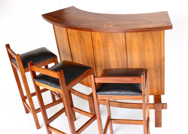 Mid-century Bar Counter with Three Chairs