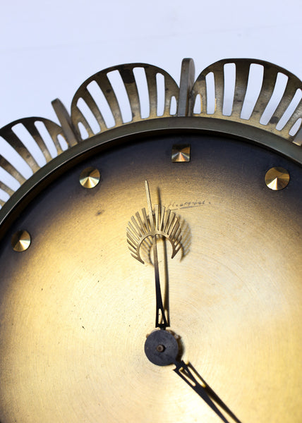 Vintage Mid-Century Atlanta Sunburst Brass Wall Clock