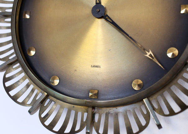 Vintage Mid-Century Atlanta Sunburst Brass Wall Clock