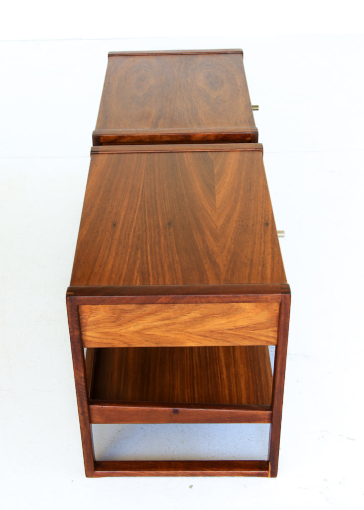 A Pair of Solid Kiaat Bedside Cabinets by DS Vorster