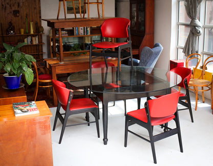 Vintage Dining Table with a Floating Glass Top