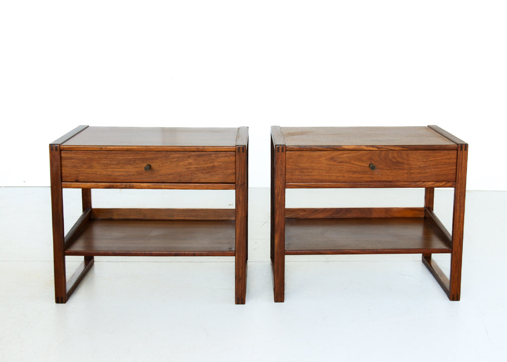 A Pair of Solid Kiaat Bedside Cabinets by DS Vorster
