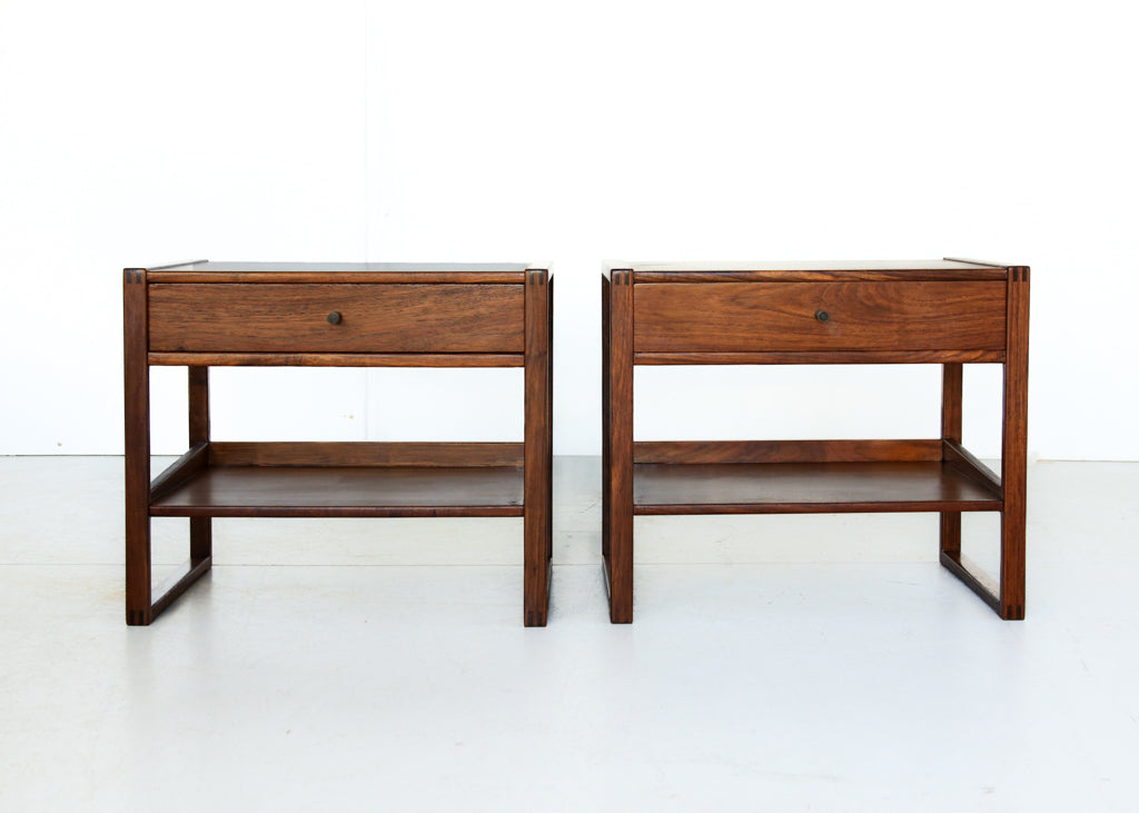 A Pair of Solid Kiaat Bedside Cabinets by DS Vorster