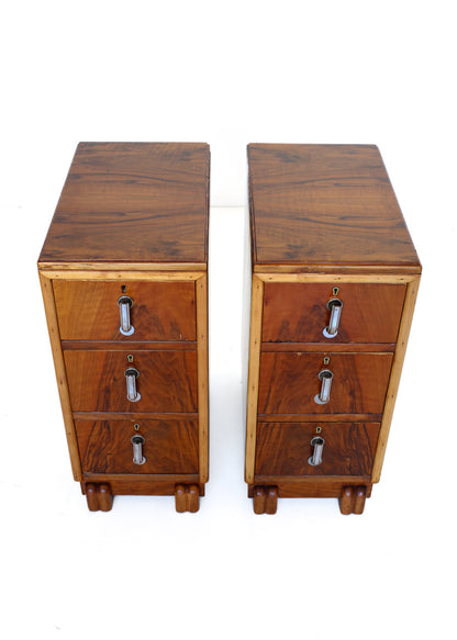 A Pair of Late Art Deco Bedside Cabinets