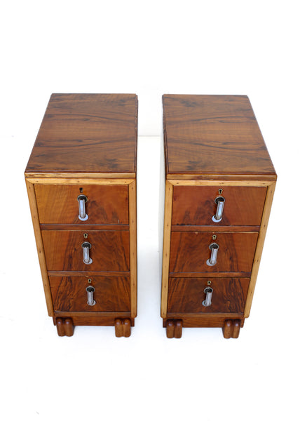 A Pair of Late Art Deco Bedside Cabinets