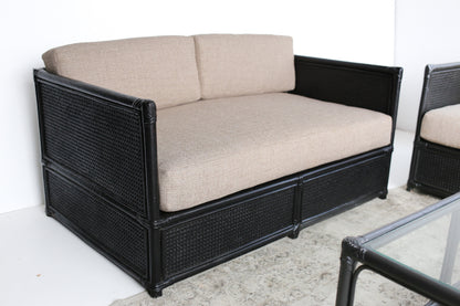 Four Piece Black Cane Patio Set