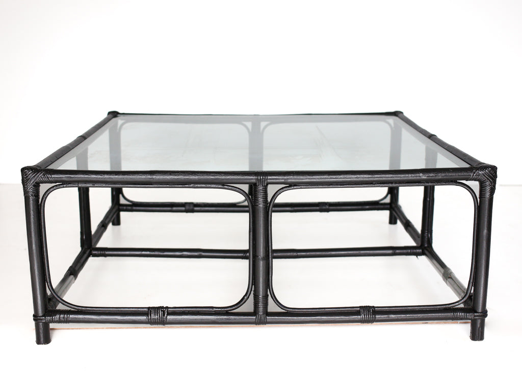 Four Piece Black Cane Patio Set