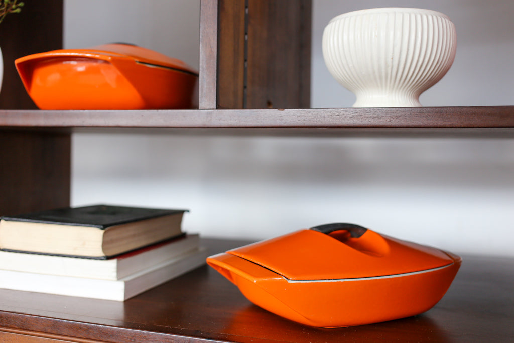 Rare Le Creuset Cast Iron and Enamel Casseroles by Raymond Loewy (1958)
